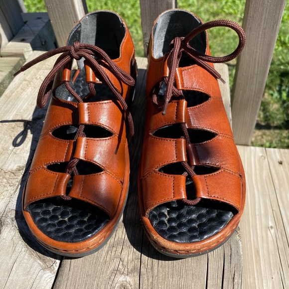RIEKER Brown leather sandals - Picture 4 of 8